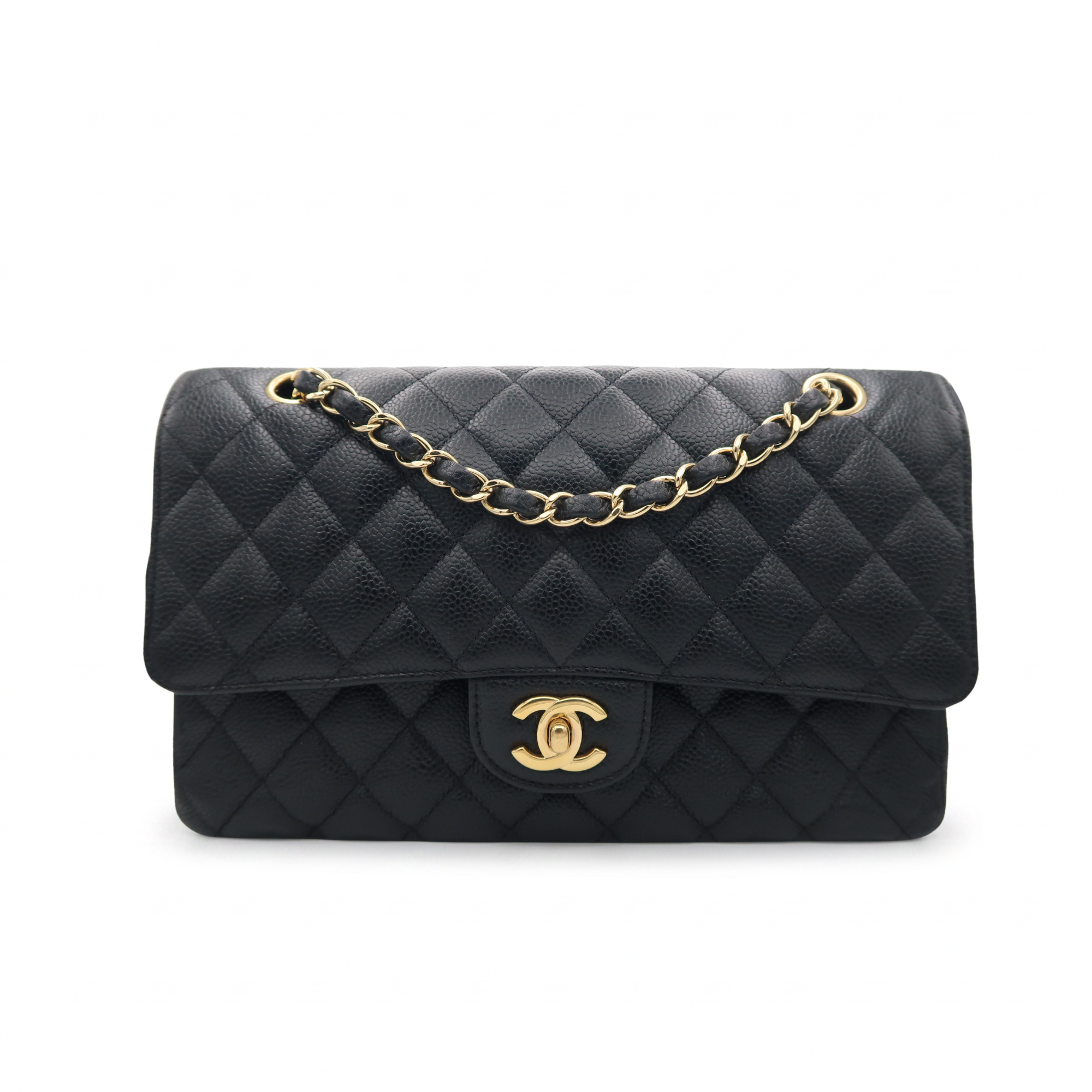 Chanel Classic Flap medium in black caviar leather with gold hardware