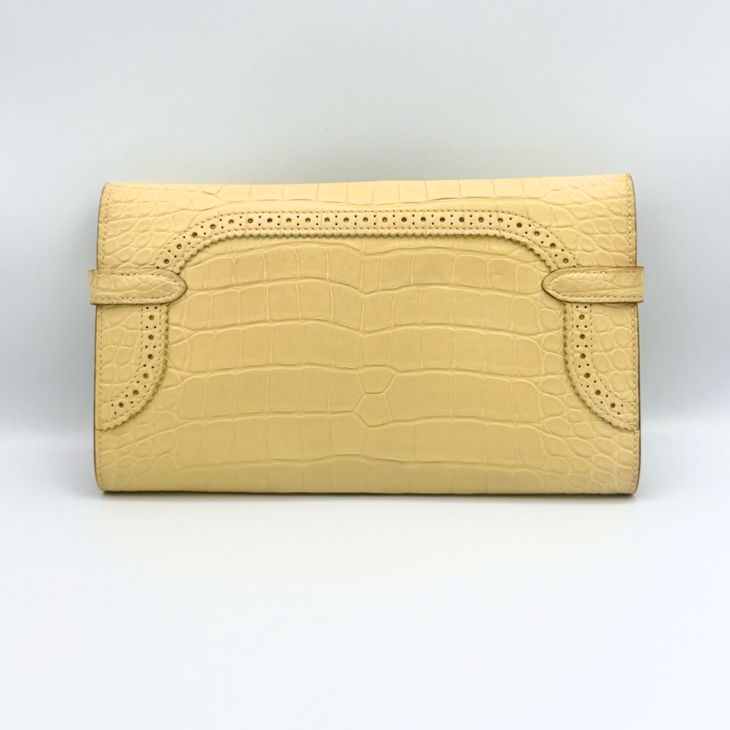 Hermès Kelly Ghillies Portefeuille in Vanille Matte Alligator with Palladium Hardware