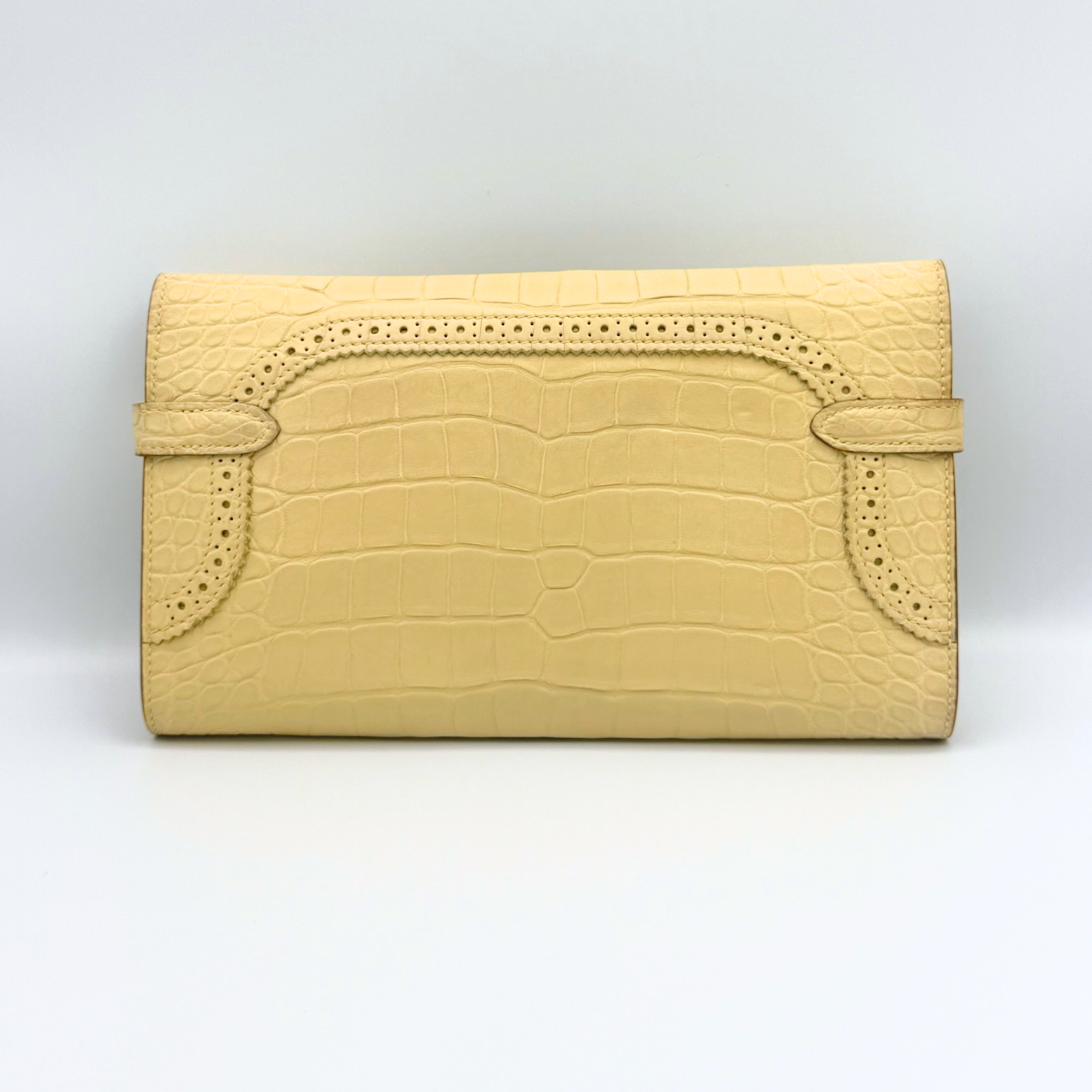 Hermès Kelly Ghillies Portefeuille in Vanille Matte Alligator with Palladium Hardware