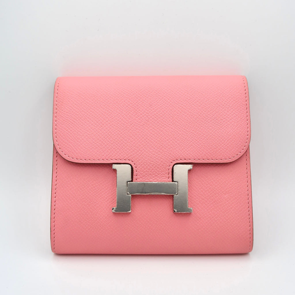 Hermes Constance Compact Wallet Rose Confetti Epsom Palladium Hardware 2016