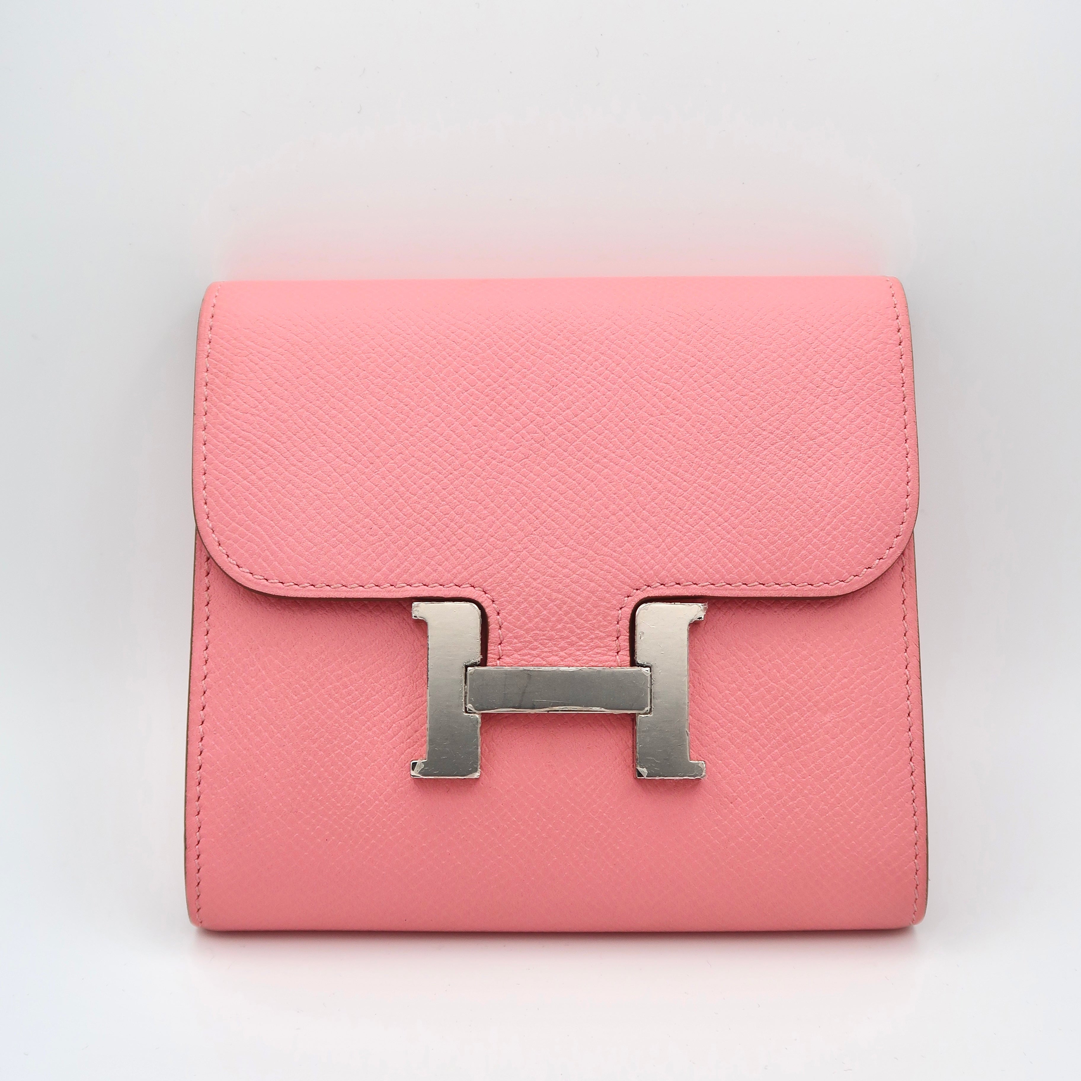 Hermes Constance Compact Wallet Rose Confetti Epsom Palladium Hardware 2016