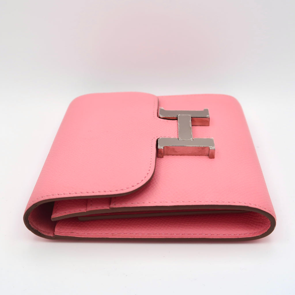 Hermes Constance Compact Wallet Rose Confetti Epsom right side