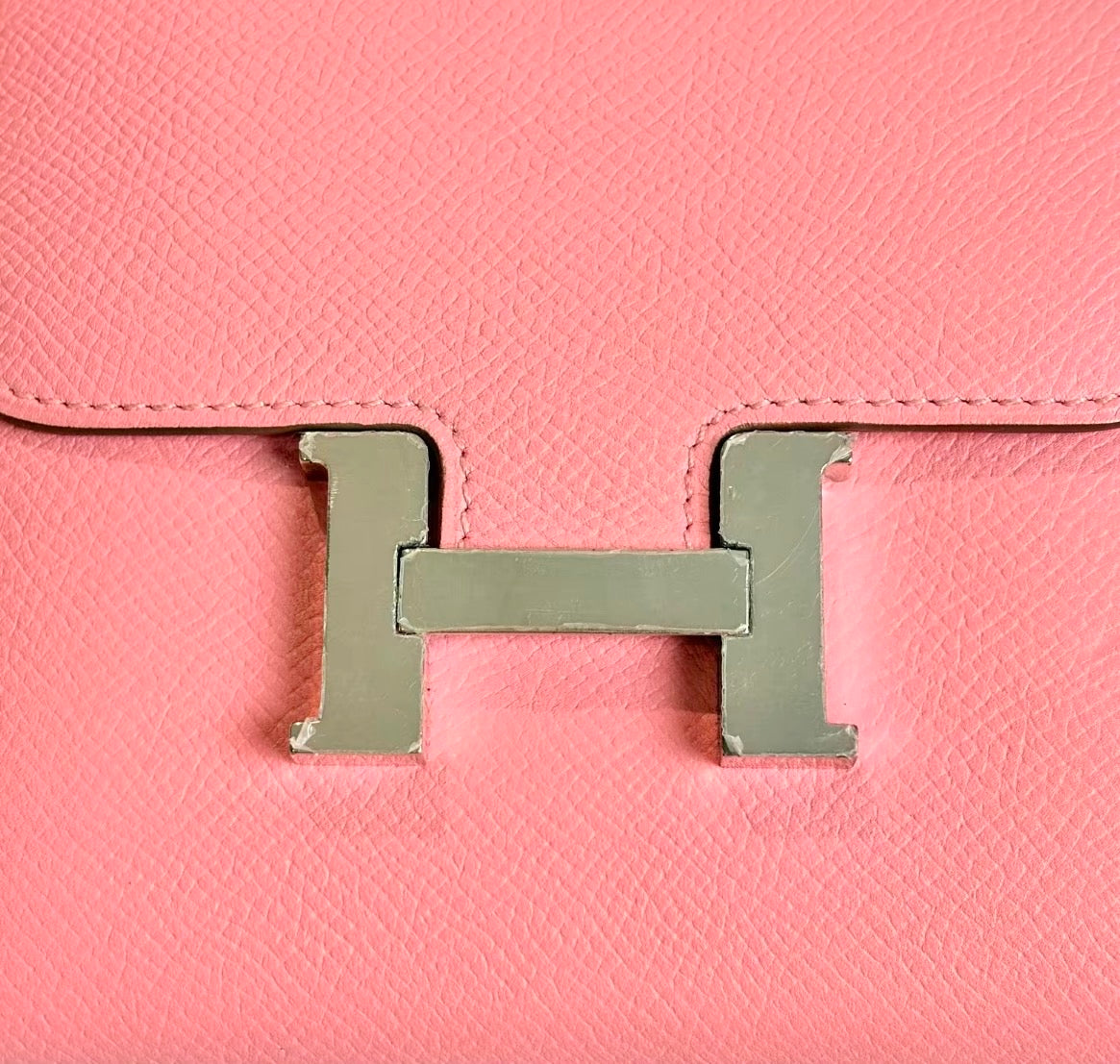 Hermes Constance Compact Wallet H clasp Palladium