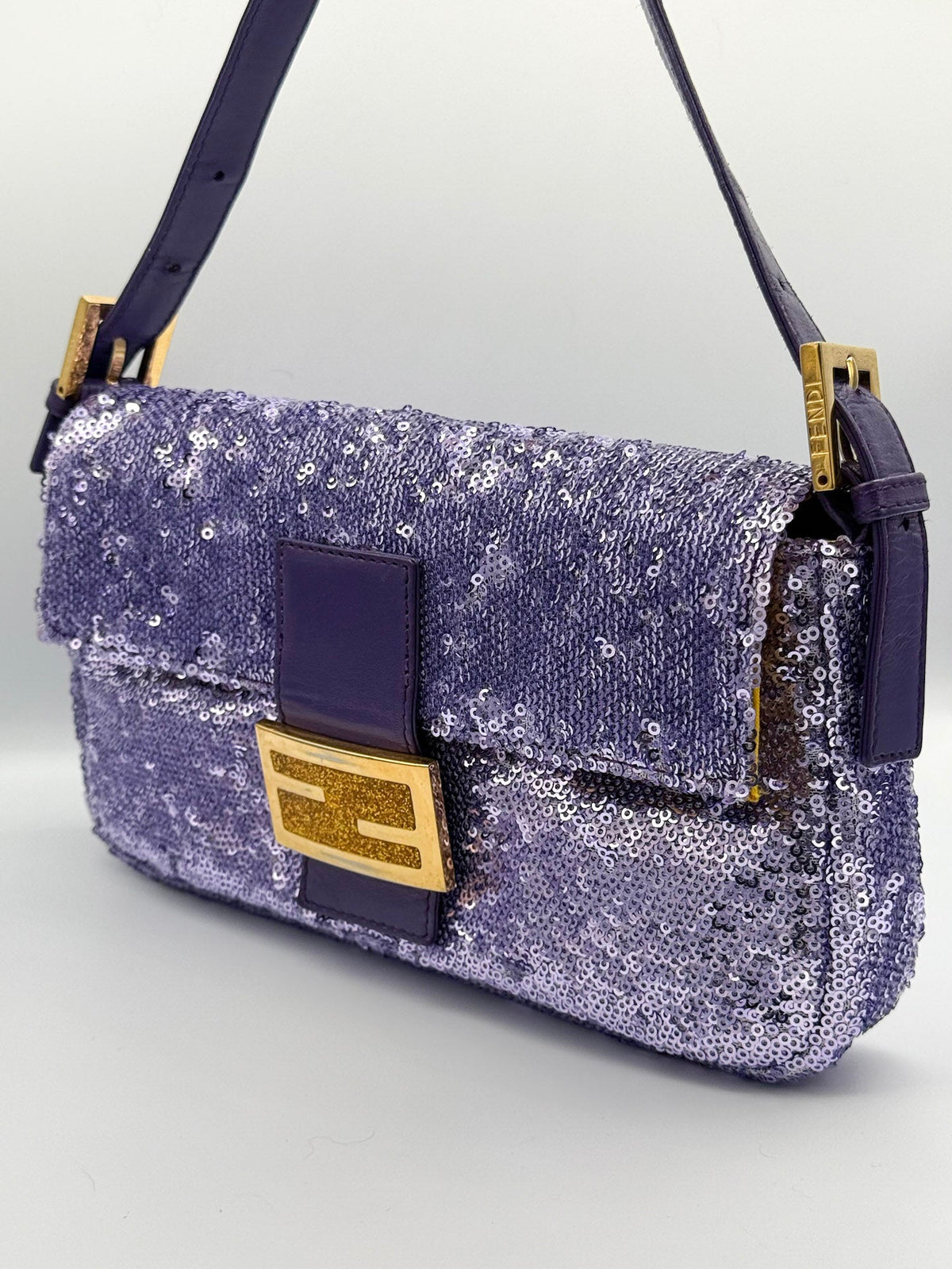 Vintage Fendi Purple Sequin Baguette, Reworked